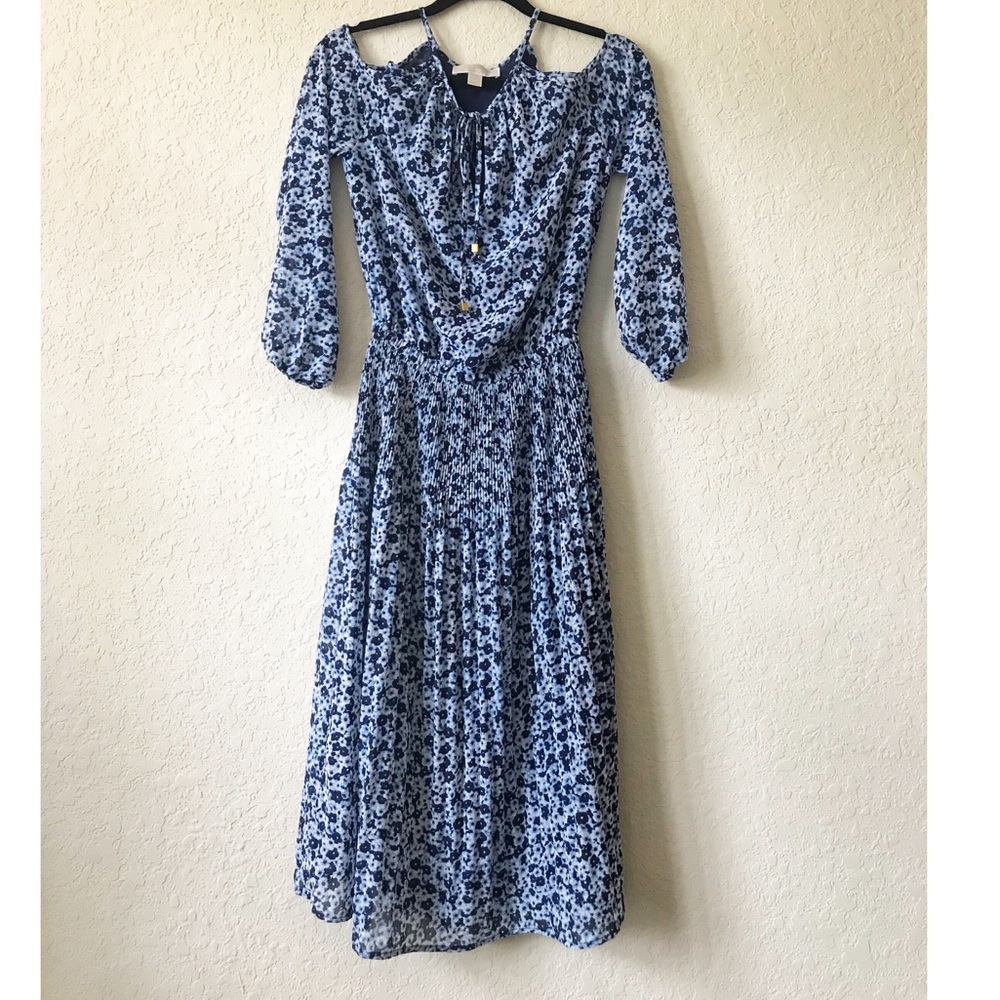 Micheal Kors blue floral shift dress.